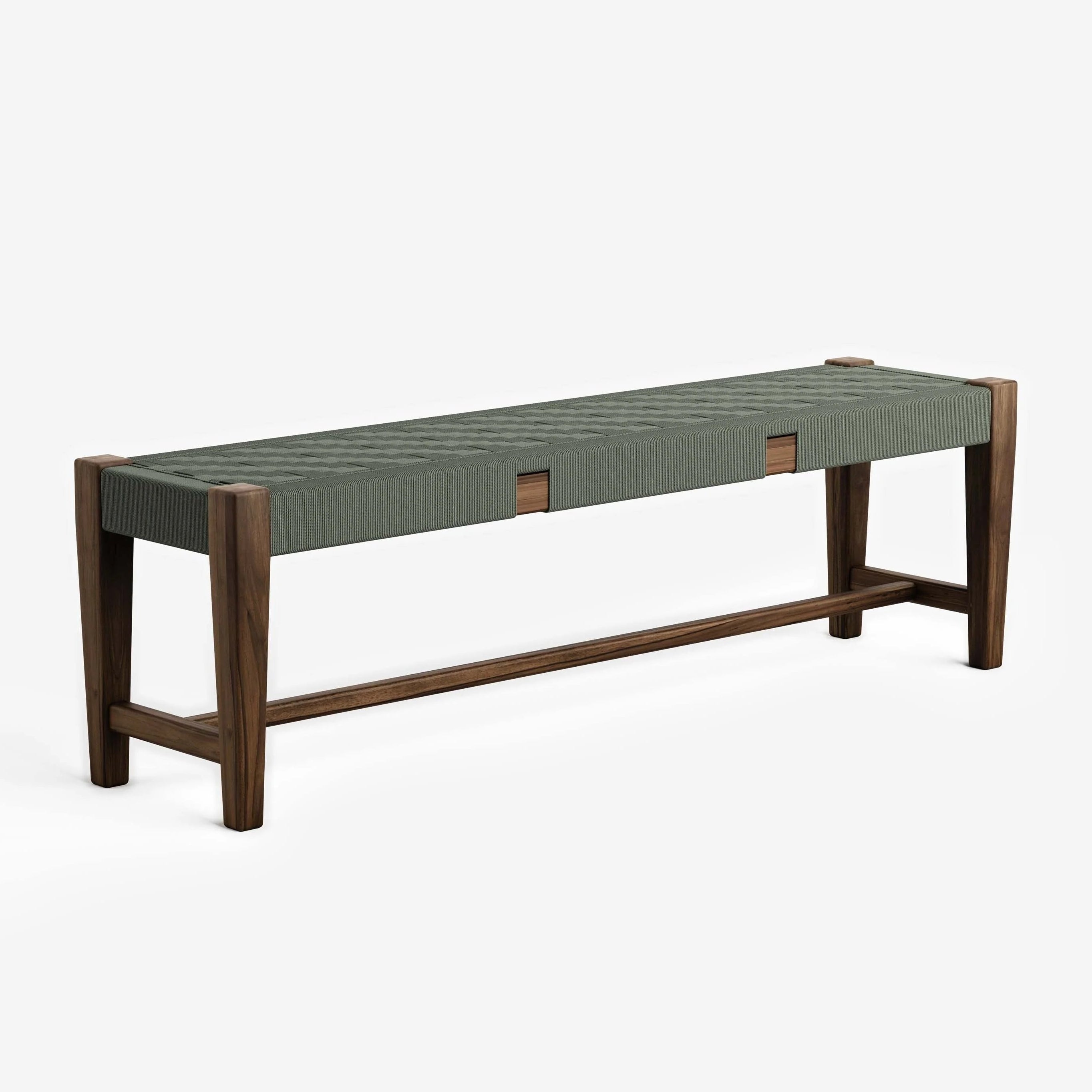 Basil Teak Wood Boho Handwoven Bench