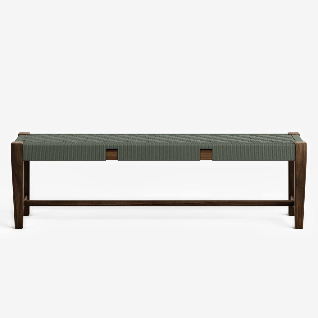 Basil Teak Wood Boho Handwoven Bench