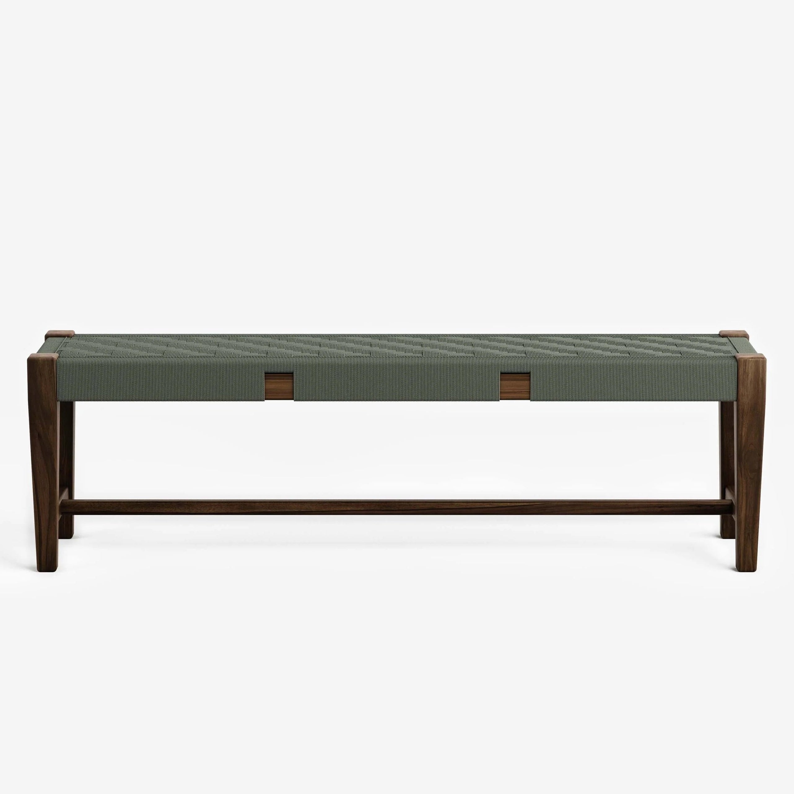 Basil Teak Wood Boho Handwoven Bench