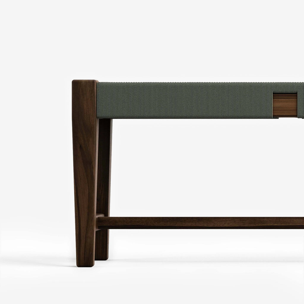 Basil Teak Wood Boho Handwoven Bench