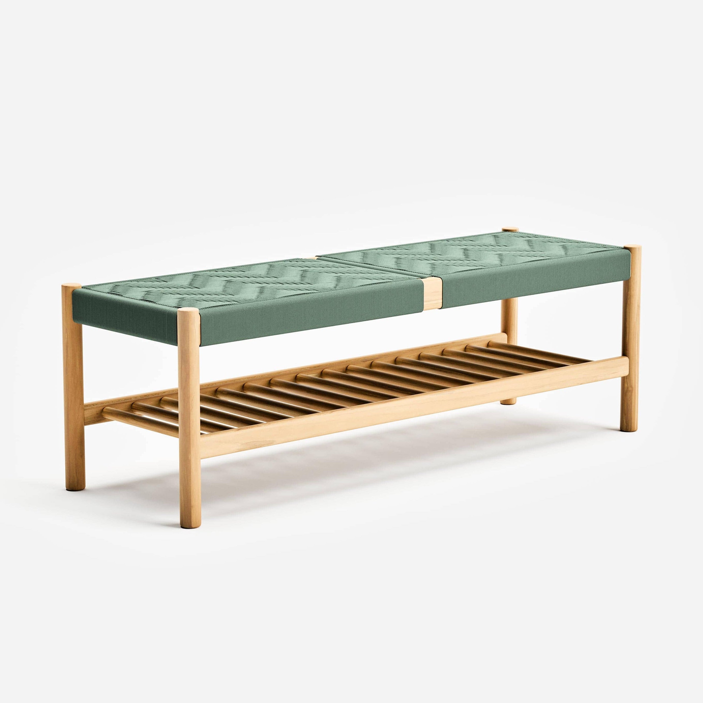 Lina Teak Wood Boho Handwoven Bench