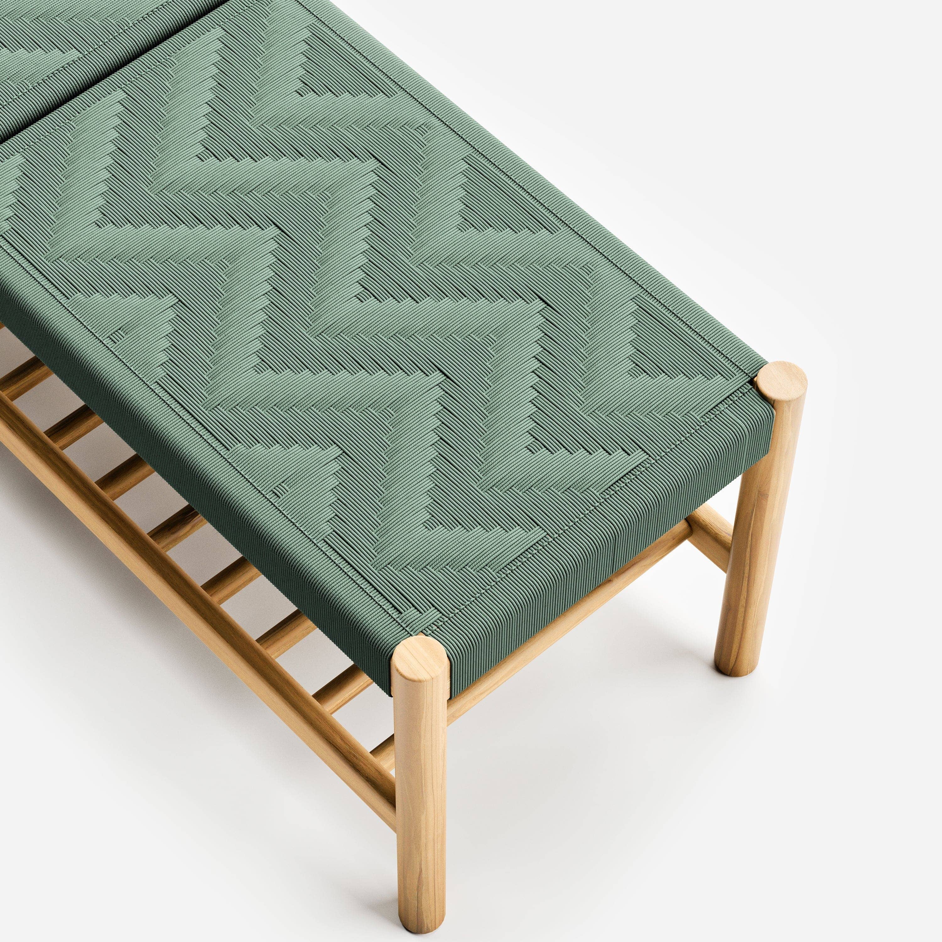Lina Teak Wood Boho Handwoven Bench