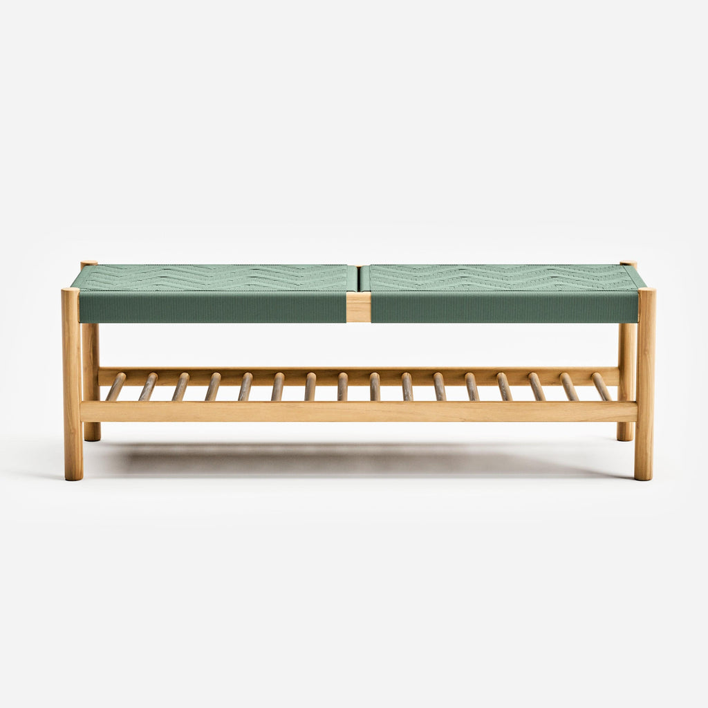 Lina Teak Wood Boho Handwoven Bench