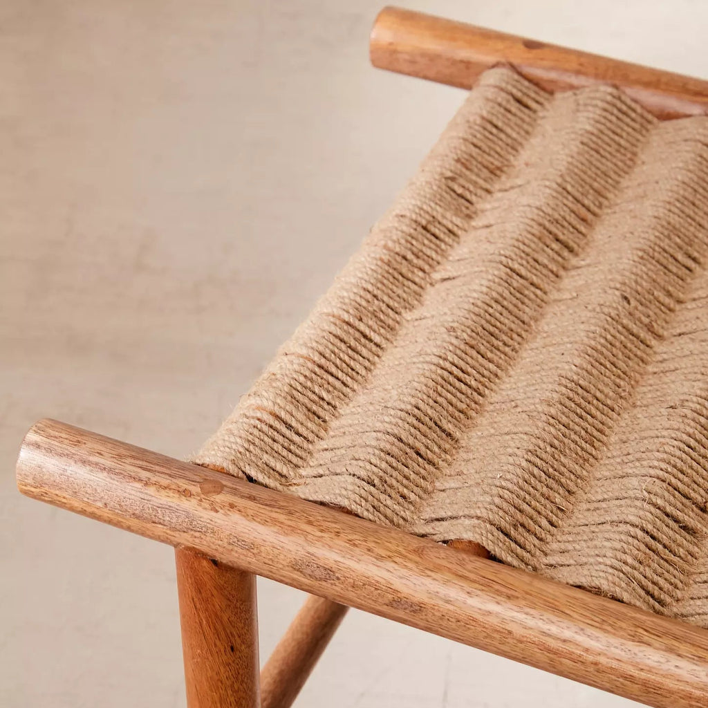 Neo Teak Wood Jute Woven Accent Bench