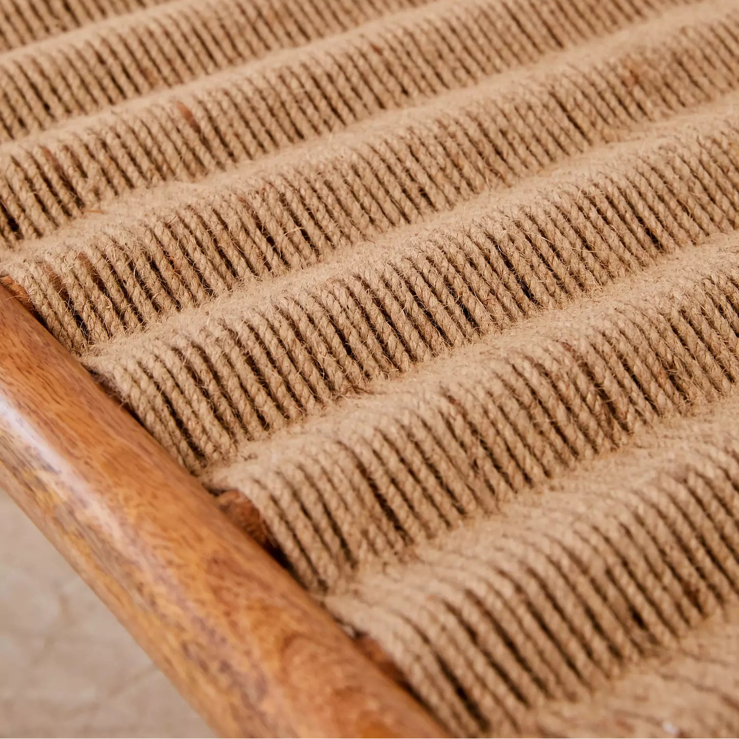 Neo Teak Wood Jute Woven Accent Bench