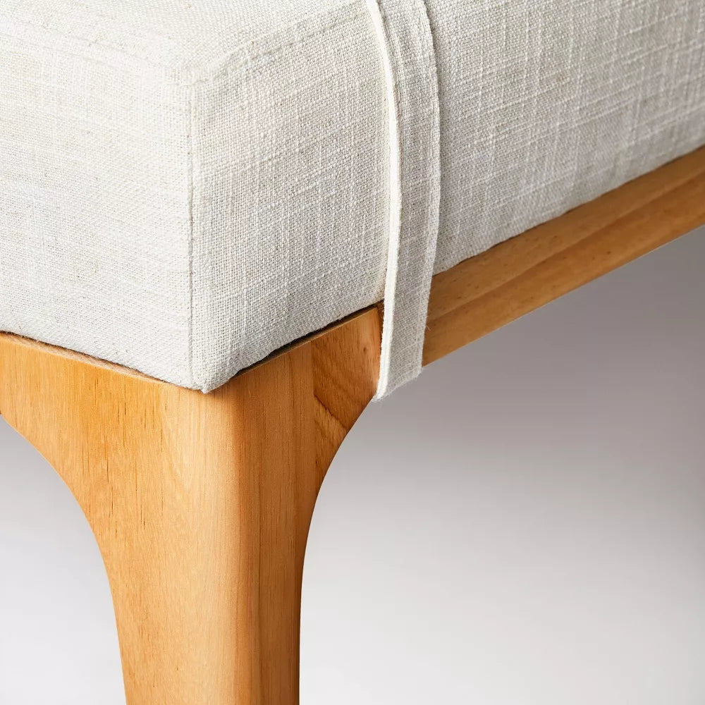Reef Upholstered Wooden Bench with Bolster Pillows