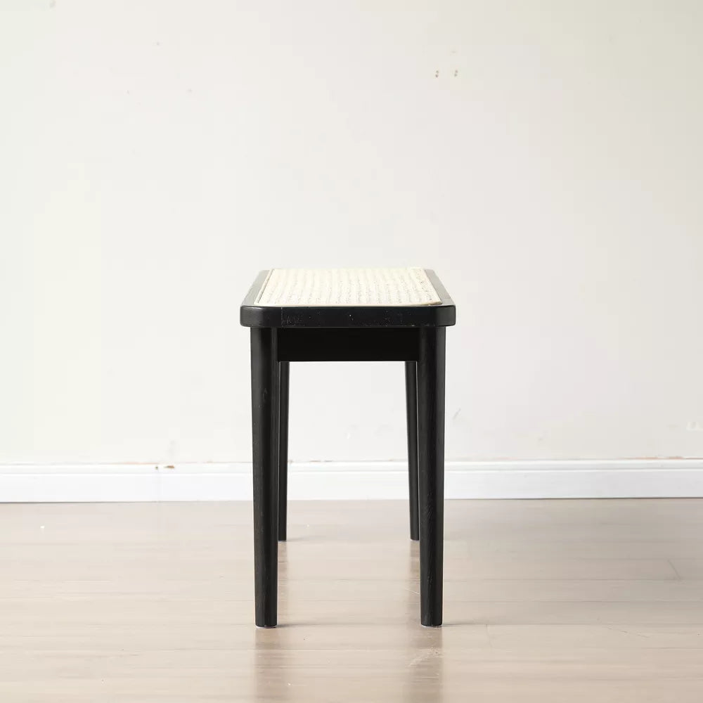 Tetra Rattan Wicker Wooden Black Dining Bench